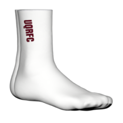 UQ Rugby Socks White (Maroon text)