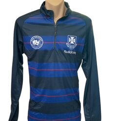 UQ Rugby Quarter Zip Training Top Navy/Maroon Striped